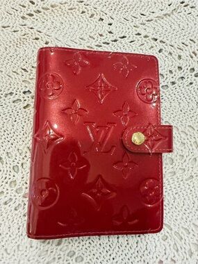 Louis Vuitton Leather Vernis Red Pomme Monogram Agenda Planner PM